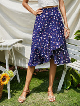 Fashion Women Flower Printing Ruffle Corrugated Dress Skirt Sai Feel